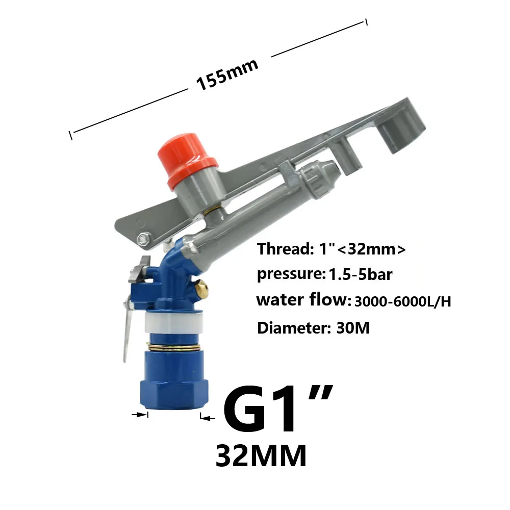 1.5 2 Cal nawadnianie ogrodu gwint żeński długi Spray odległość zraszacz Farm duży zakres pokrycia podlewanie pistolet Rocker Nozzle