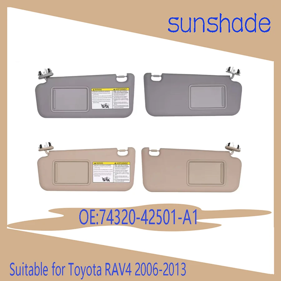 

Front Driver Left Side Sun Visor Tan Beige For 06-13 Toyota RAV4 74320-42501-A1