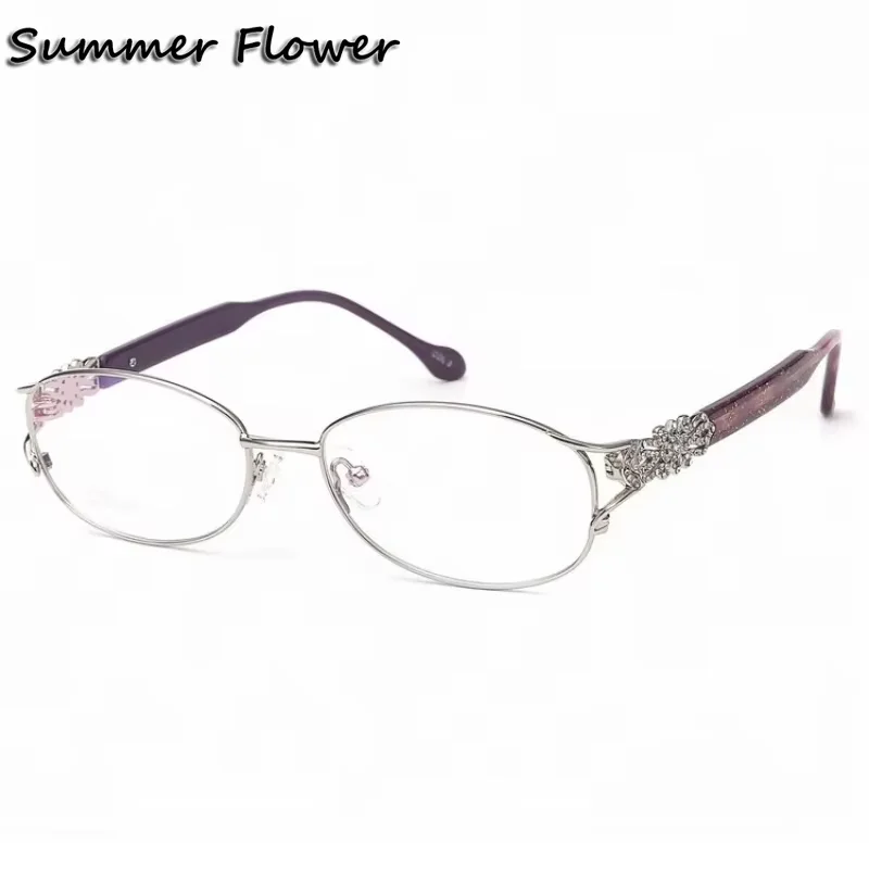 

Women Titanium Frame Jewery Opticos Gafas Top Quality Frame Light Eyeglasses Rhinestone Glasses Women Customize Recpe Glasses