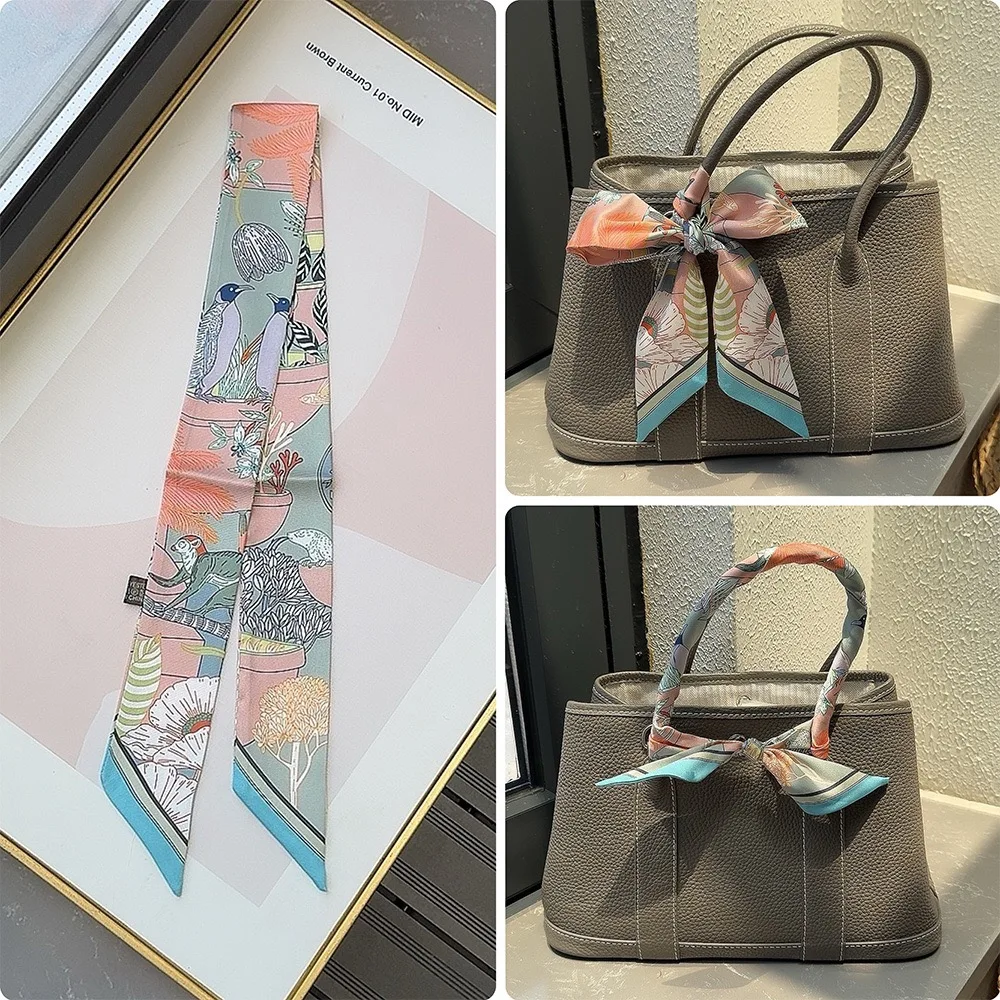 5 * 90Cm French Holiday Wind Twill Silk Scarf Small Streamer Ribbon Binding Bag in All Seasons Ladies Scarf Decoration Gift