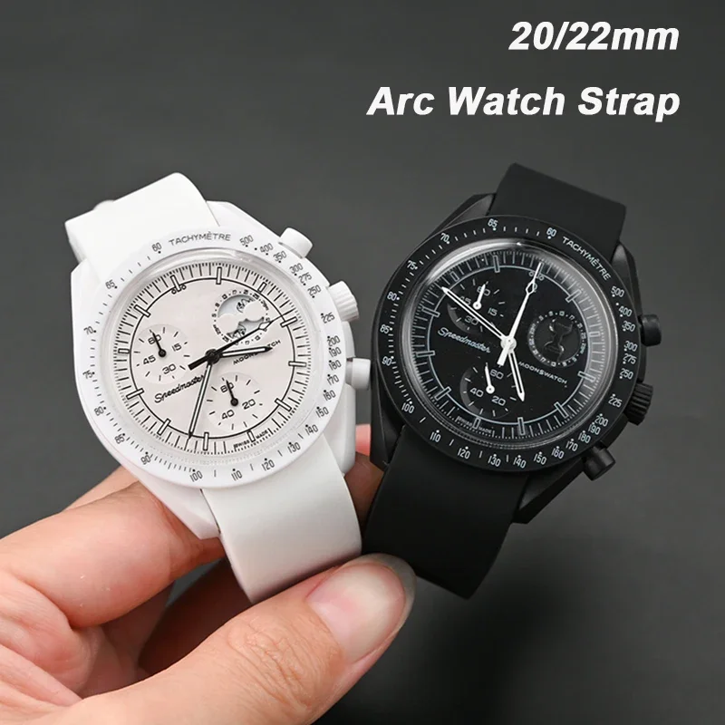 

Новый ремешок для часов с изогнутым концом для Omega X Swatch MoonSwatch для Snoopy 20 мм 22 мм, универсальный спортивный ремешок для дайвинга, браслет из силиконовой резины