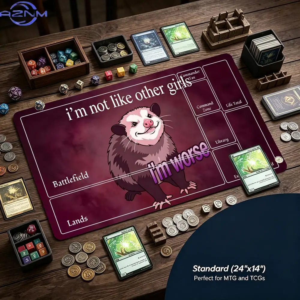 Funny Opossum Quote Playmat Gaming Mouse Pad Playmat TCG Office Desk Mat for Work Game PC Laptop Carpet MousePad