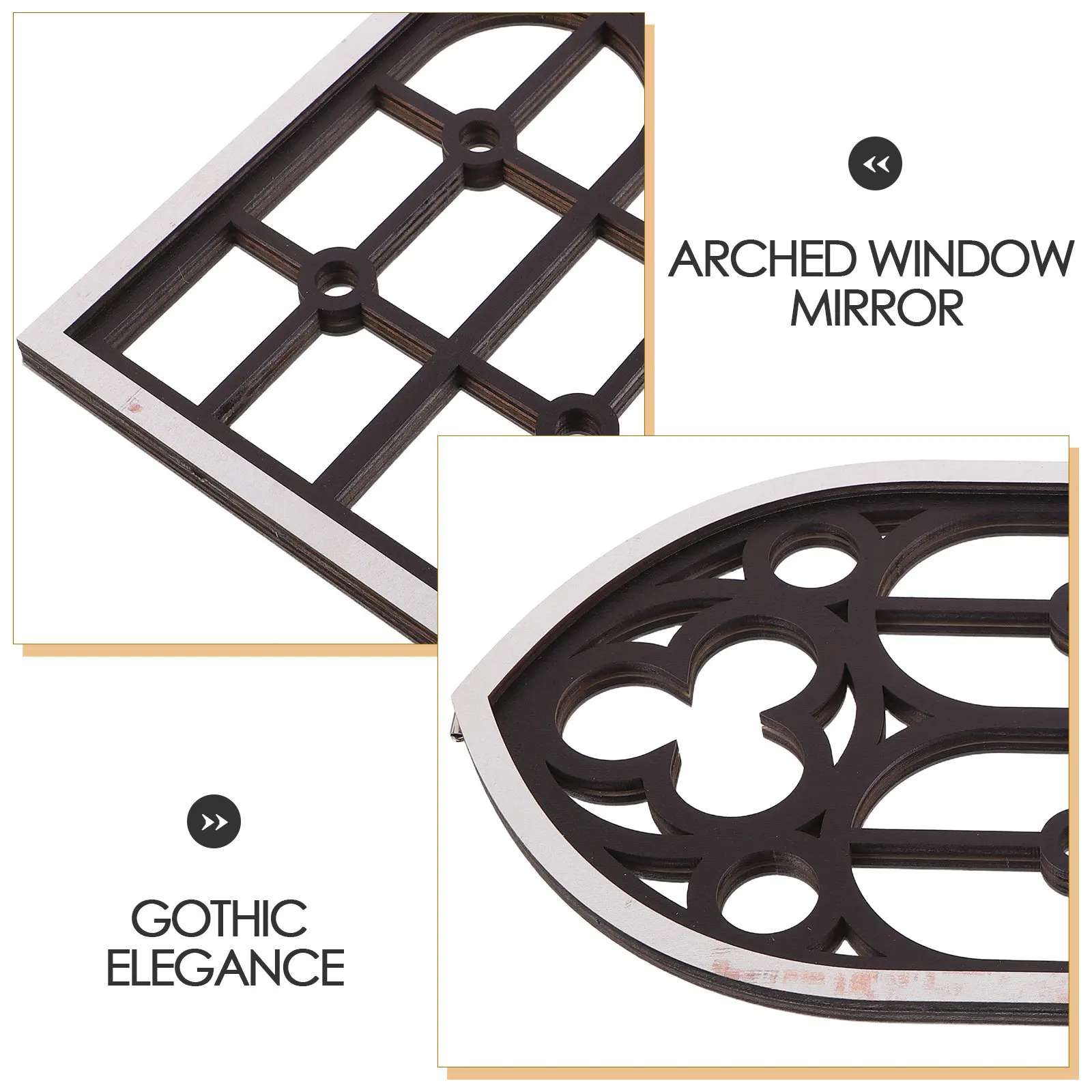 Gothic Faux Window Mirror 11.8x7.4 Inch Arched Cathedral Wall Hanging Vintage Decorative Mirror for Living Room Bedroom Home