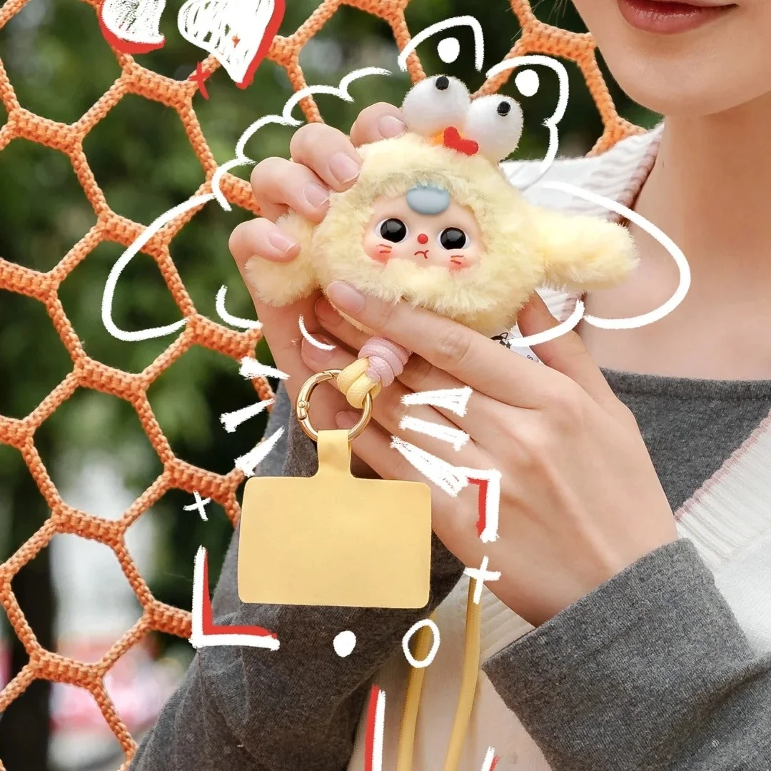 정품 아기 세 새로운 휴대 전화 매는 밧줄 블라인드 박스 펜던트 플러시 비닐 인형 장식 조수 놀이 어린이 선물