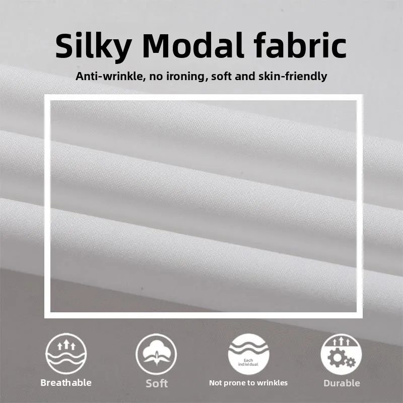 Summer Ice Silk Thin Long Sleeve White Shirt Jacket Men's Loose Large Size Modal No Ironing Drapey Shirt Youth Trendy Pure Color