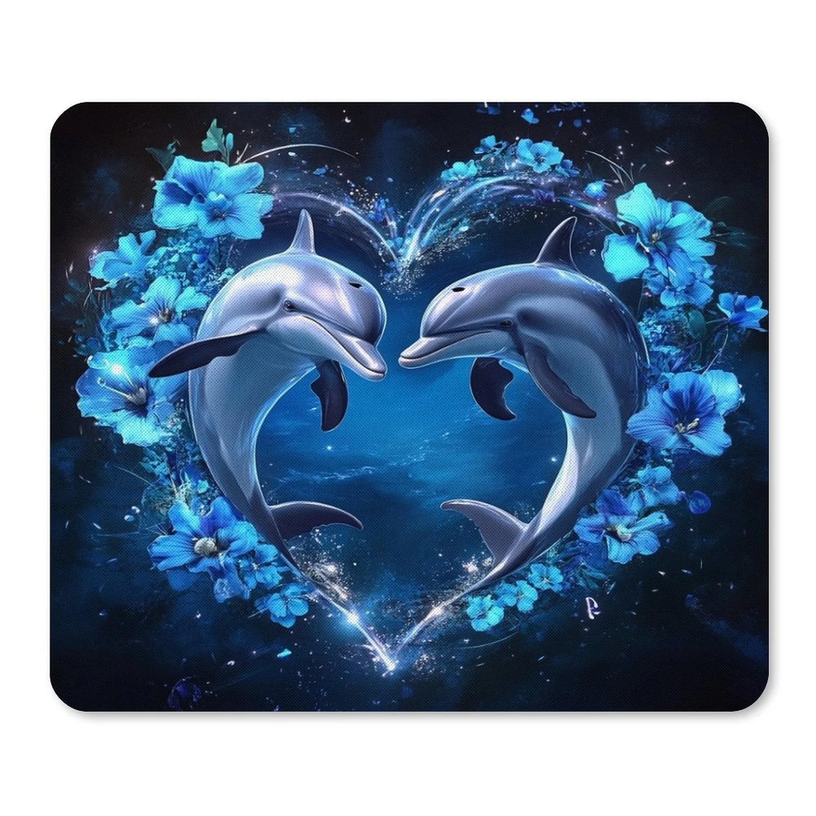 Cute dolphin-patterned mousepad designed by Flower Ocean is suitable for office and home use with rubber anti-slip properties
