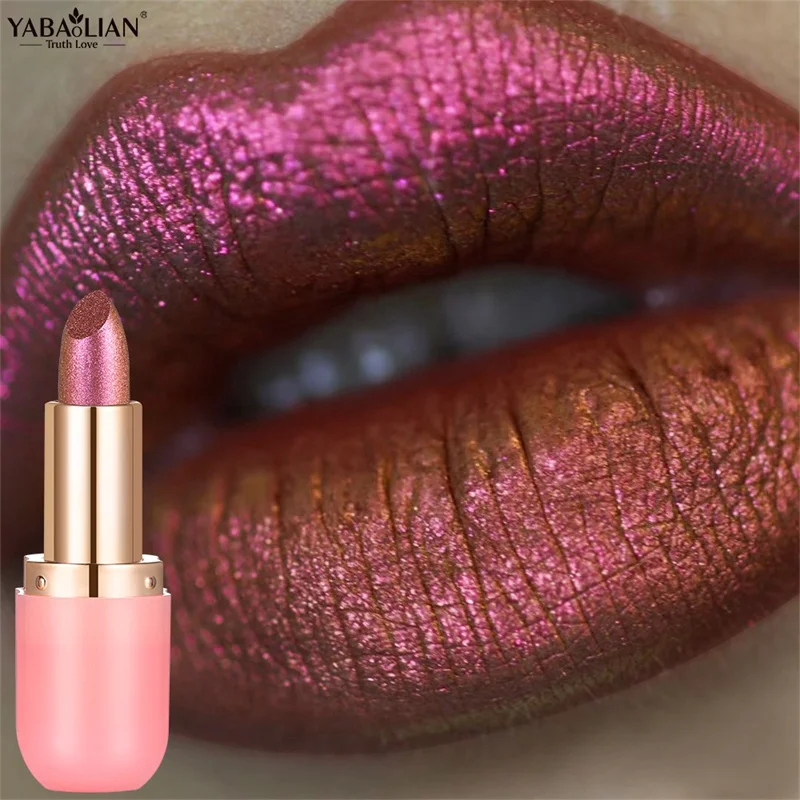 Metallic Chameleon High Shine Lipstick Lasting Waterproof Glitter Violet Pink Lipstick Pearl Shine Solid Lip Gloss Sexy Makeup