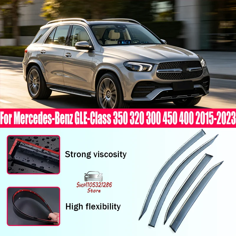 For Mercedes-Benz GLE-Class 350 320 300 450 400 2015-2023 rain or shine window rain eyebrow rain strip Window Deflector