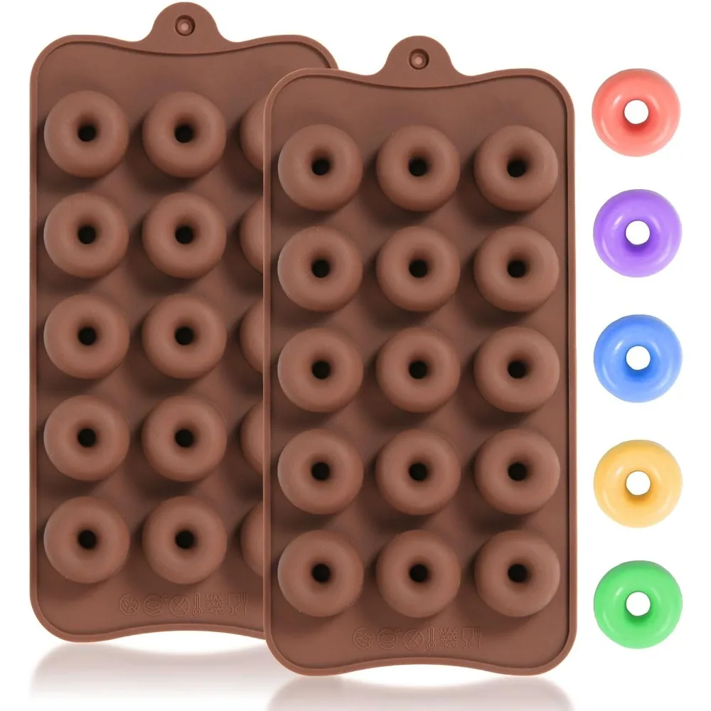 Mini-Donut-Silikonformen, 2 Stück Schokoladenformen mit C-Formen zum Herstellen von Schokolade/Süßigkeiten/Gummibärchen/Gelee, Lebensmittelechte Süßigkeitenform