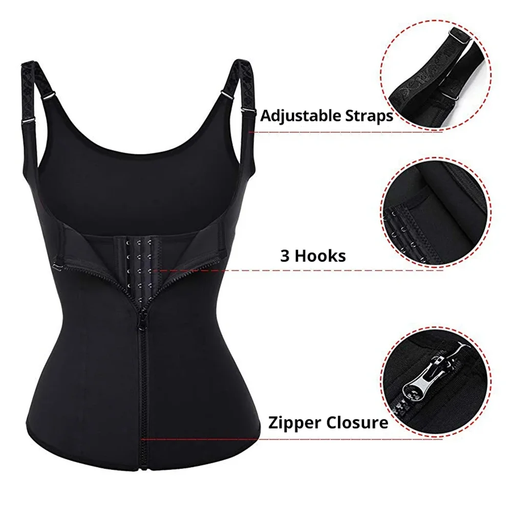 Waist Trainer Tank Top For Women Zipper Body Shaper Tummy Control Sleeveless Top Women's Activewear Body Shaping Underwear