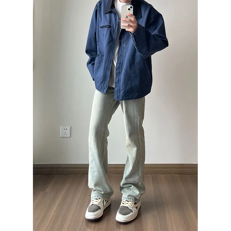 

Cleanfit Yellow Mud Color Men's Straight Leg Jeans Washed out Trendy Long Pants High Street Style Autumn Fashion Youthful ...