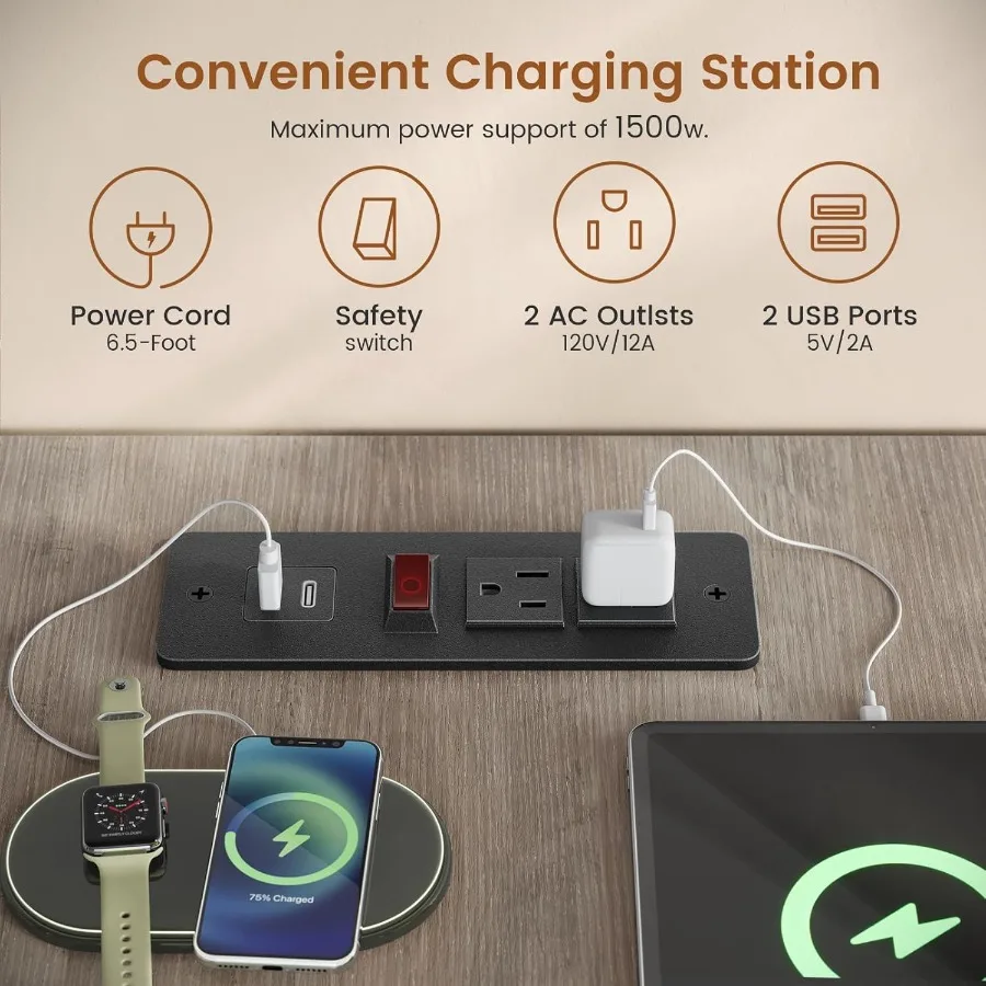 67 Scrivania da ufficio a forma di L con 3 cassetti e ripiani portaoggetti Scrivania angolare per computer con prese di corrente integrate per lavori remoti