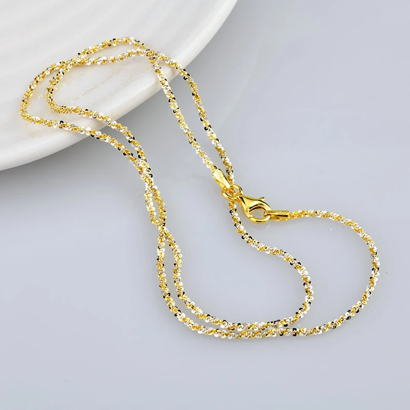 MIQIAO 925 Sterling Silver Necklace Two Tone Chain Jewellery Women Trend 2024 Italy Silver 925 Real Choker Female High Quality