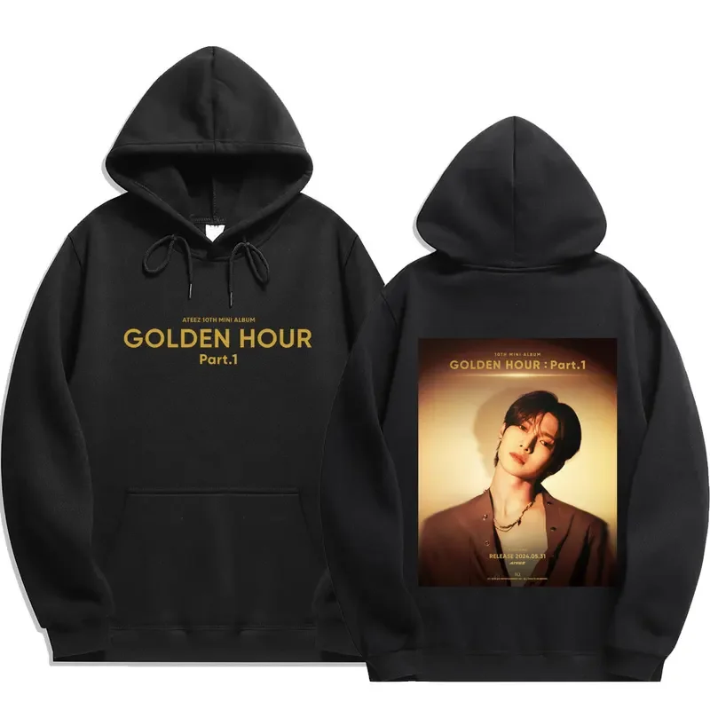 Ateez GOLDEN HOUR part 1Hip Hop Hoodies Men Fashion Long Sleeve Sweatshirts Men Cool Casual Harajuku Streetwear Pullovers