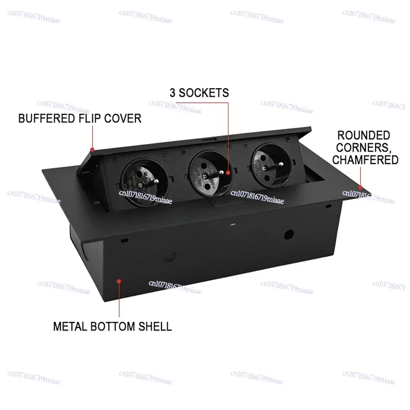 

EU Socket With USB Charging For Meeting Room Aluminum Alloy Cover Electrical Outlet Modular Combination Power 3 Outlet