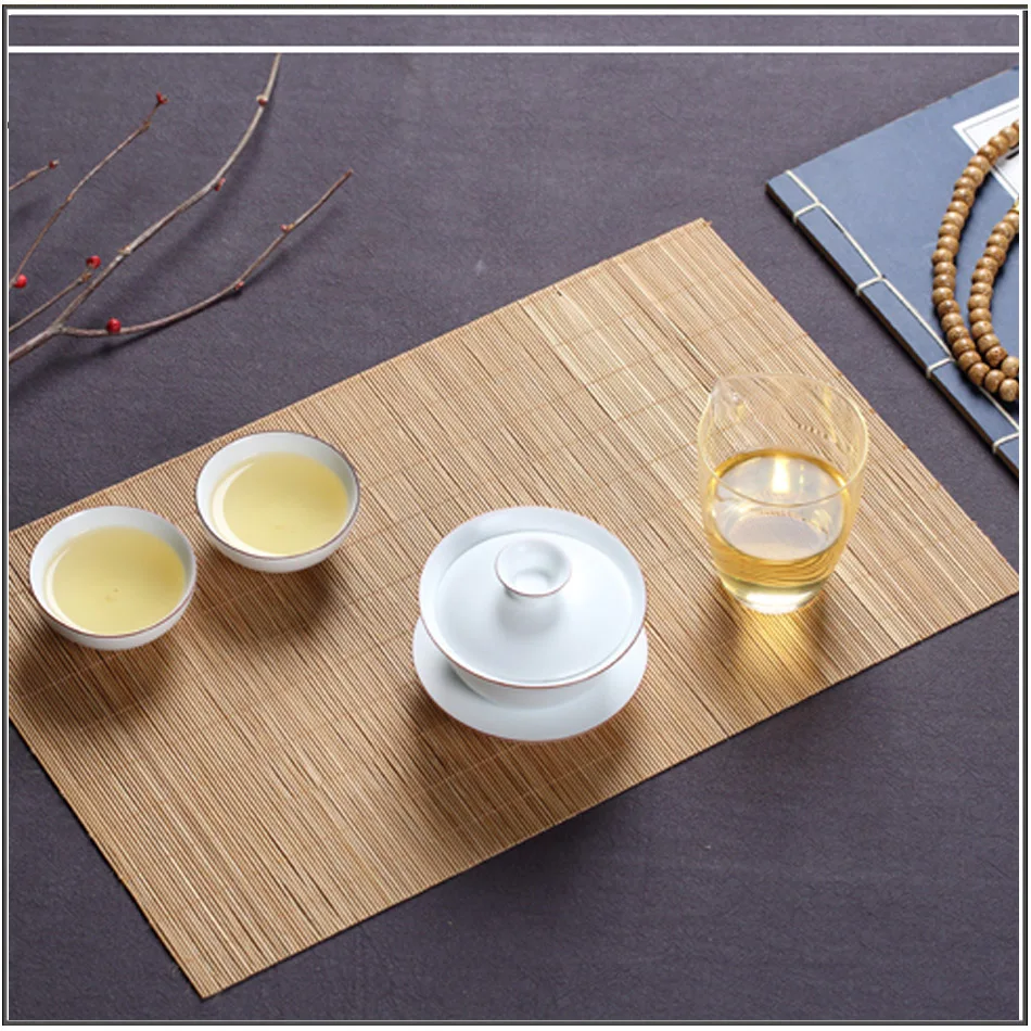 25cm 30cm 35cm 40cm Bamboo woven bamboo mat tea mat tea tray heat insulation mat Kung Fu tea ceremony bamboo curtain accessories