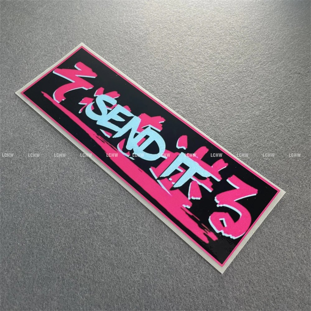 1Pc Send It Japanese Kanji Holographic Rainbow Waterproof Stickers JDM Decals For Car Window Bumper Motorcycle Helmet Laptop