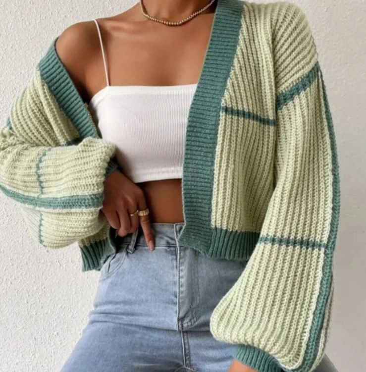 

Elegant V-Neck Loose Knitted Long Sleeve Women's Sweater Outerwear