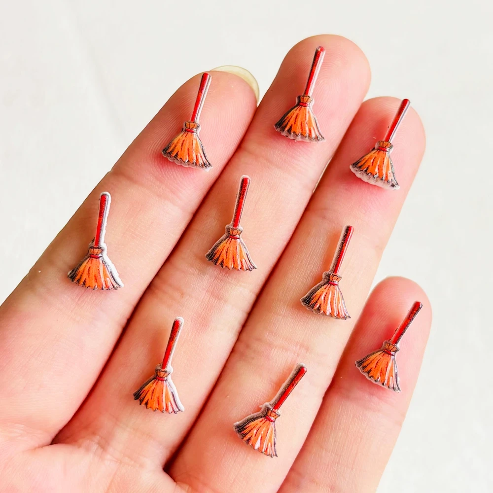 55 pieces of cute resin mini cartoon Halloween broom nail art flat DIY scrapbook decorative jewelry A155