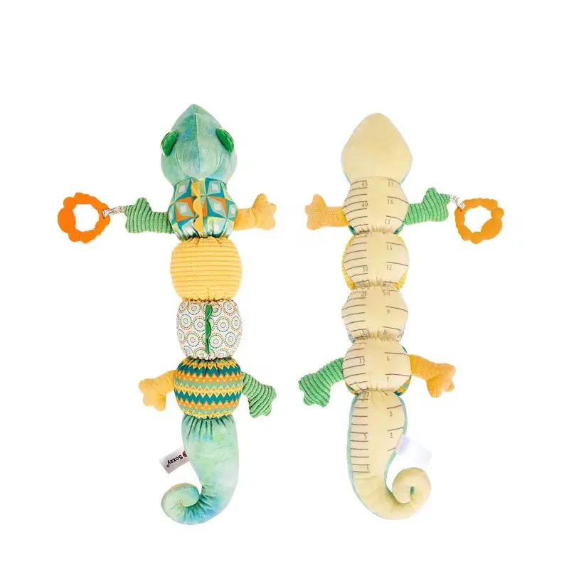 Animale sensoriale Dinosauro Morbido peluche ripiene Sonagli Massaggiagengive Pancia Tempo Giocattoli con righello musicale Crinkle Toys per il bambino 0 12 mesi