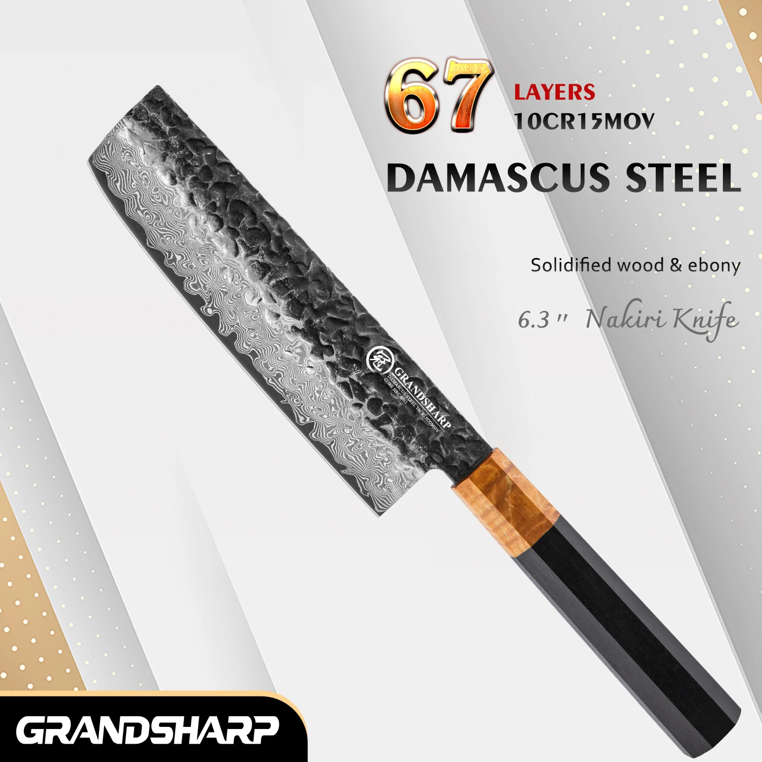 

Grandsharp 6.3 Inch Nakiri Knife 67 Layer Damascus Steel Kitchen Kinfe Chef Cleaver Knives Fruit Vegetables Cutting Tools