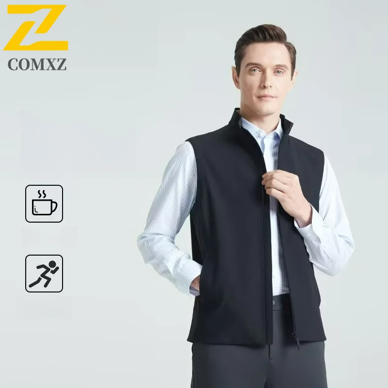 

Fashion Stand Collar Vest Male Workwear Multi Pocket Casual SleevelessWaistcoat For Office Daily Wear Street Style Outfit Gilet