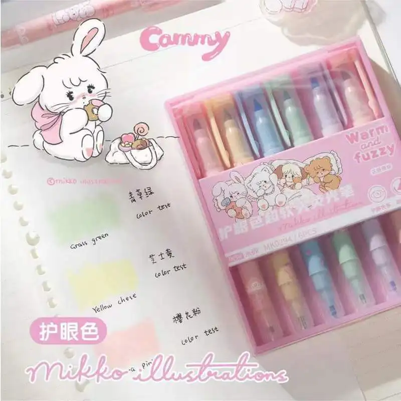 Imagem -01 - Conjunto Double-headed Highlighter Kawaii Papelaria Cor Marcador Escolar Material Estudante Marcador Textbook Highlighter Menina Presentes Peças conjunto double headed highlighter kawaii papelaria cor marcador escolar material estudante marcador textbook highlighter menina presentes pecas 01