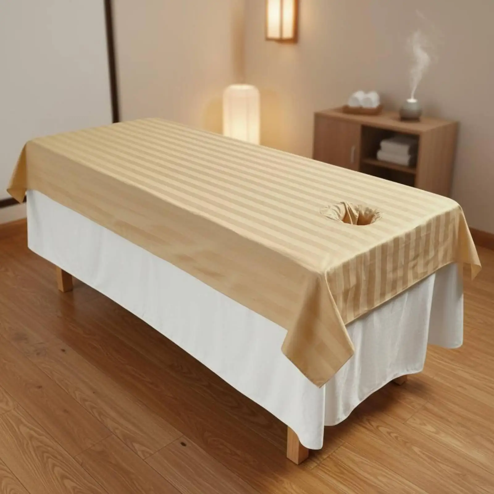 Cotton Bed Sheet Breathable Thick Striped Massage Table Cover for Spa Salon and Body Massage Mat