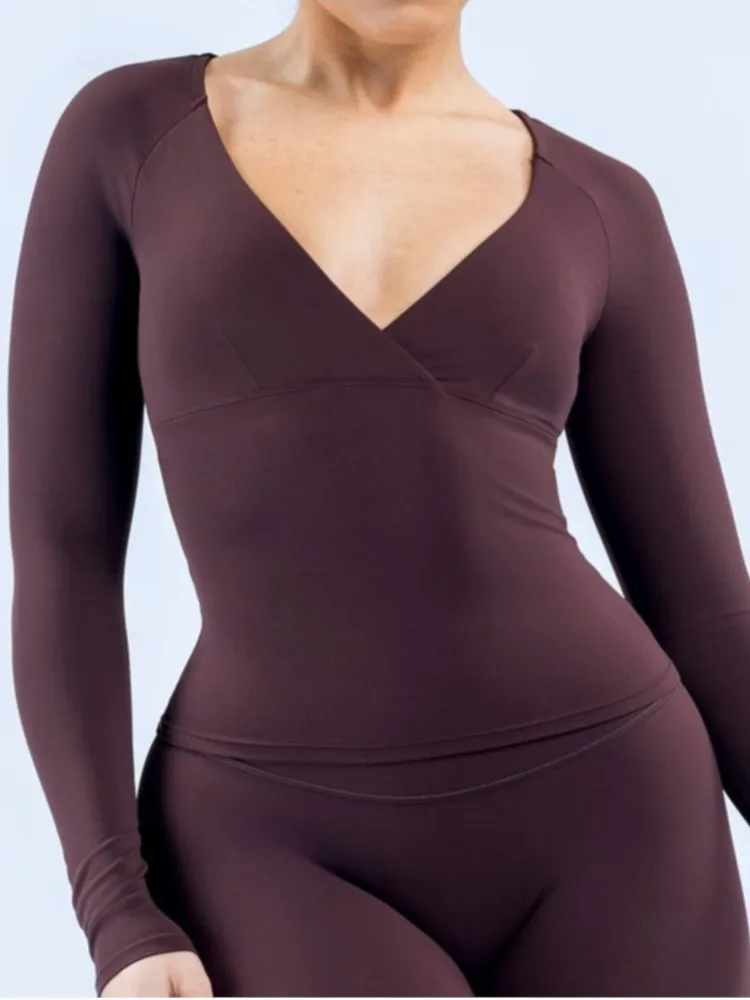 Sports Long Sleeve Solid Color Top Women Gym Yoga Top Workout Clothes Sports T Shirt Fitness Activewear Running Tight Tops