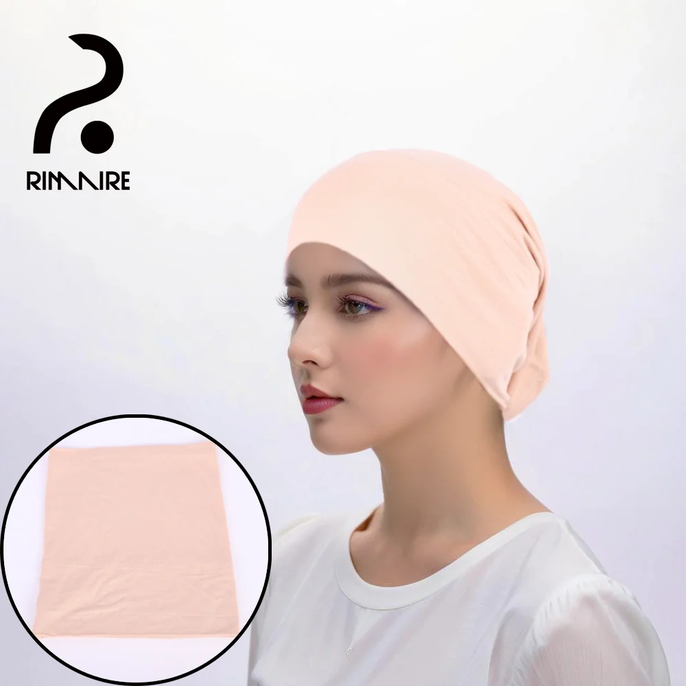 

RIMAIRE Cotton Inner Hijab Basic Hat Style Hijabs for Women Elastic and Comfortable Pure Color Turban Breathable Headscarf