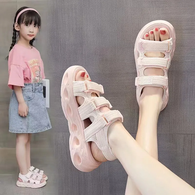 Girls' Sandals Summer New Children's Soft Bottom Sports Beach Sandals for Middle aged Children
