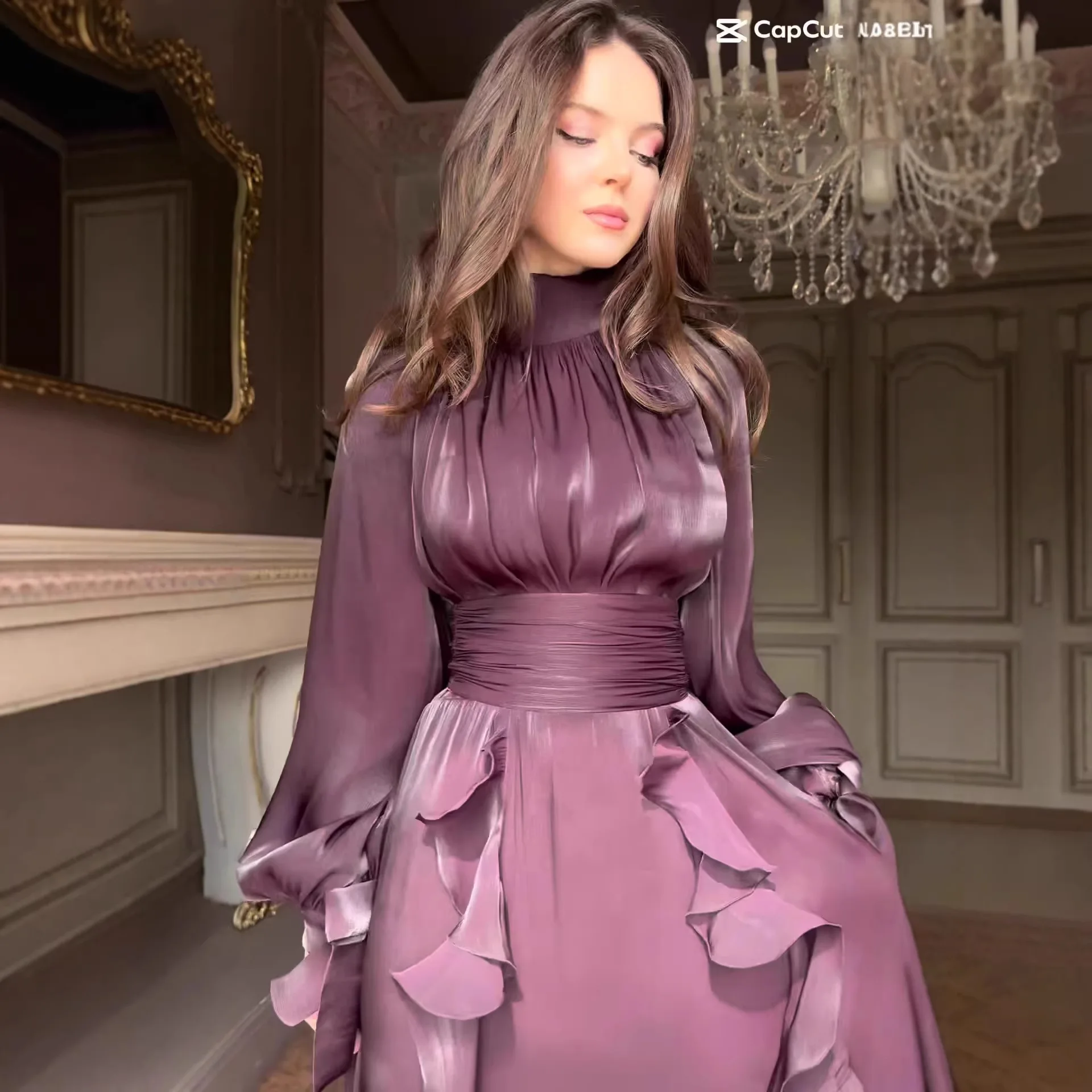 2026 Elegantes Maxikleid für Damen mit Langen Ärmeln, Schmal Geschnitten, Hohe Taille, Schickes Abendkleid, Modisches Fließendes Figurbetontes Kleid Y2K