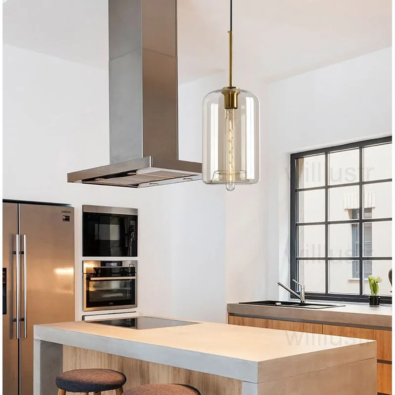 اليدوية الفم الزجاج المنفوخ قلادة مصباح الشمبانيا تعليق ضوء فندق مقهى بار الطعام غرفة نوم سقف معلق الثريا #4