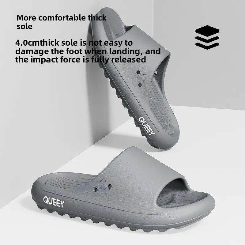 Women Home Slippers Beach Slides Solid Color Mens Thick Sole Indoor Bathroom Anti Slip Shoes Summer Couple Sandals