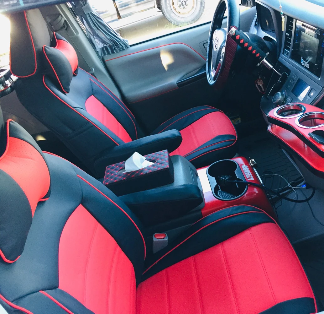

For Toyota Sienna 2004-2021 Automobiles Seat Covers Accessories PVC Leather 3 Rows 7 & 8 Seats Cushions Protectors 25-30PCS/Set
