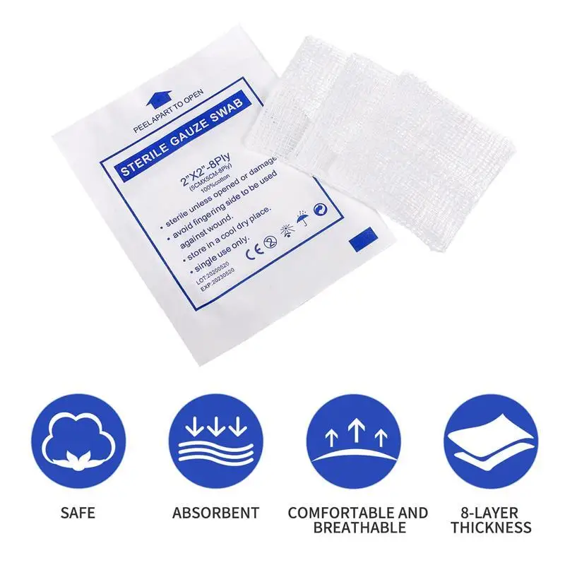 Wound Dressing Pads Wound Dressing Care Swabs Cotton Supplies Bulk Products Rolls Wounds Sterile 5X5 Disposable Stretch