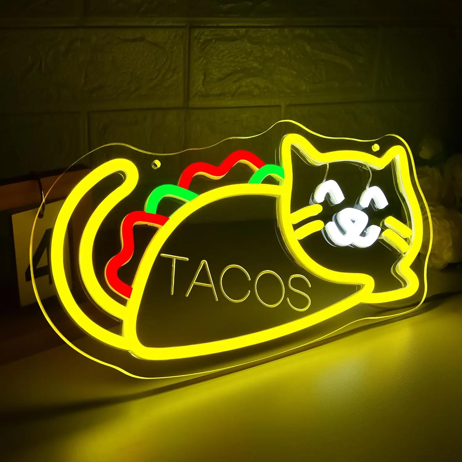 التاكو القط النيون عكس الضوء كول القط تسجيل جدار ديكور للرجل الكهف Led الحيوان مطعم بار البيرة حفلة عيد الميلاد هدية عيد ميلاد #2