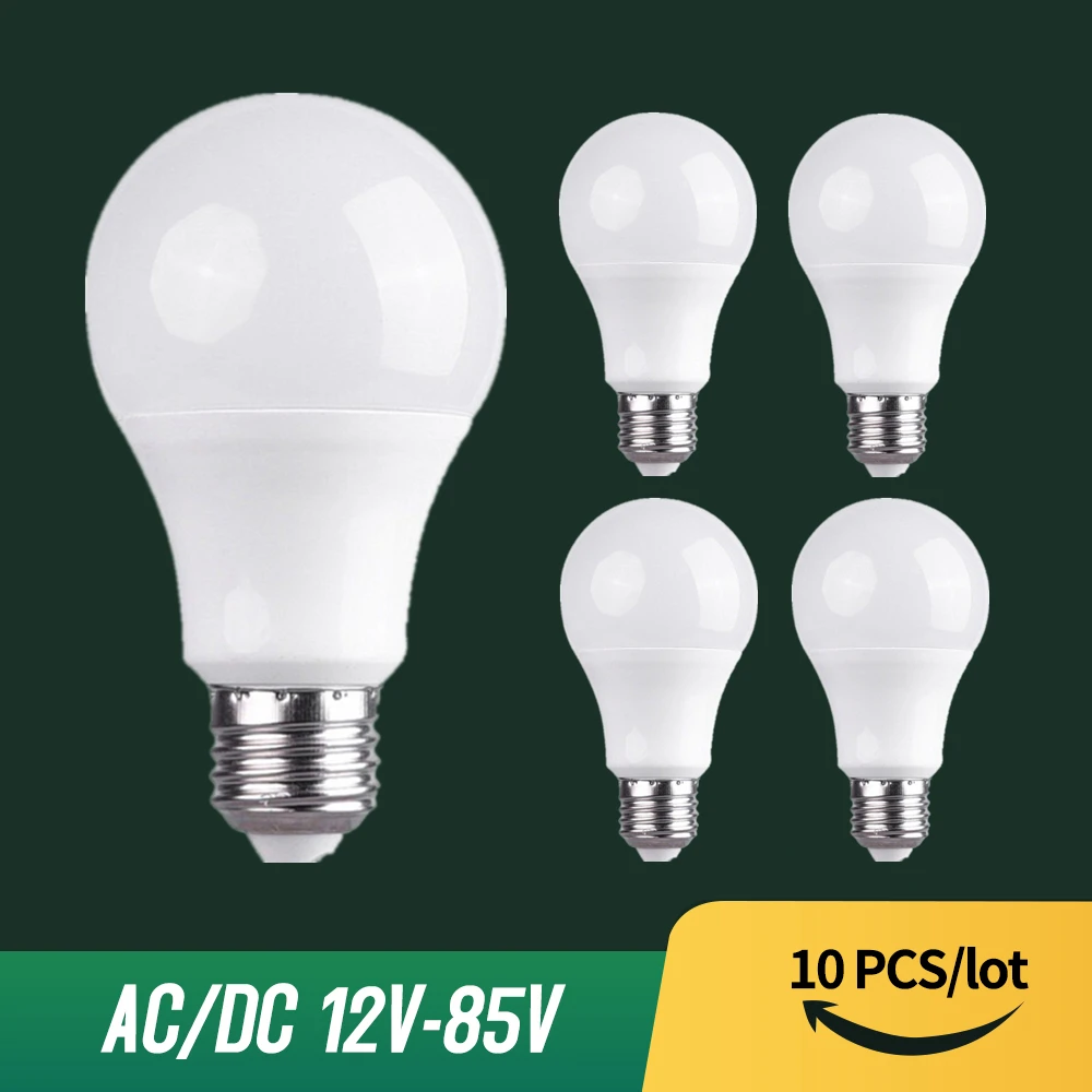 5pcs/Lot LED Bulb Light E27 Lamps DC AC 12V 24V 36V LED Light 3W 5W 9W 15W 24W 36W Bombilla Lighting Led Low Voltages 12-85V