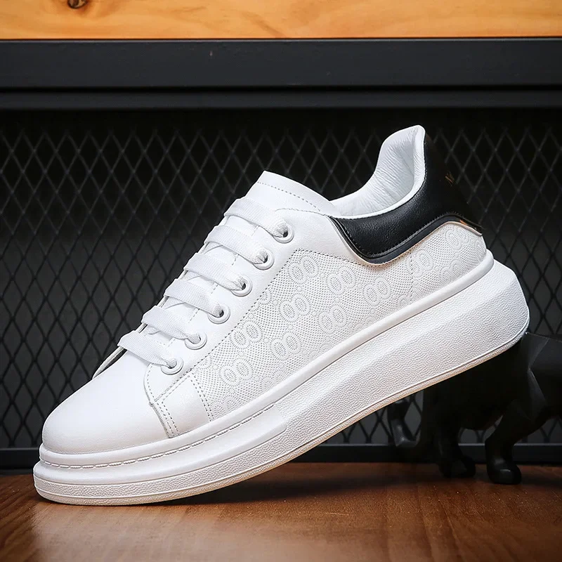 Leather Men Shoes Sneakers White Casual Sneaker Breathable Leisure Male Sneakers Non-slip Footwear Men's Vulcanized Shoes