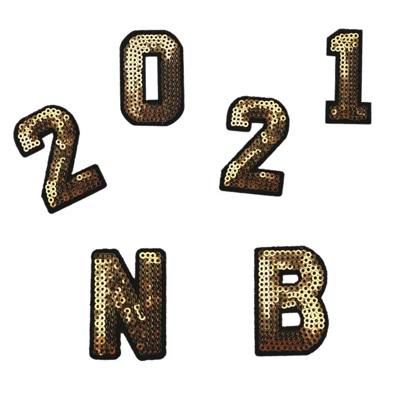 Sequin Embroidery Letters Patches Clothing Stickers Alphabet Numbers Embroidered Labels Iron on Patches for Clothes Pants Patch