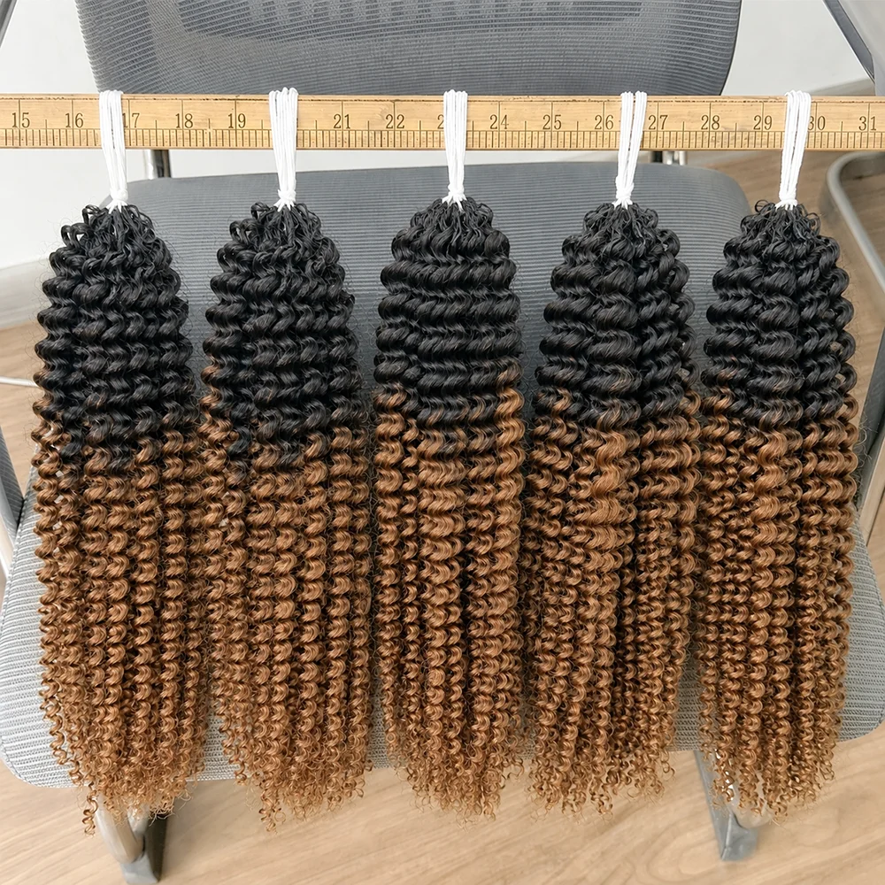 

Luxury Crochet Human Hair Brown Kinky Curly Human Feather Human Crochet Hair Pre Looped #TB 30 Feather Crochet Hair Extensions Invisible Miracle Knots Crochet Boho Braiding Hair For Elegant Women