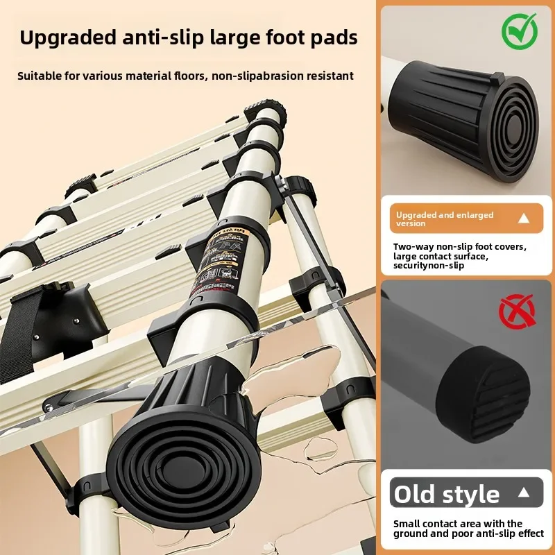Telescoping Indoor Frame Ladder Multifunctional Dual Handrails Heavy Duty Portable Storage Ladder for Home Multifunction Ladder