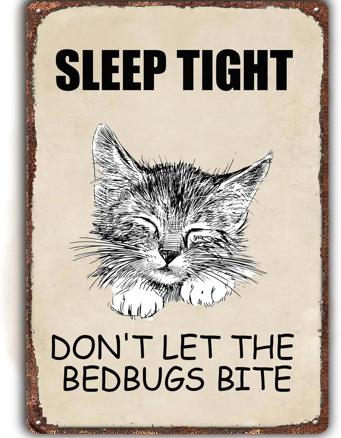 HQVLNAWX Sleep Tight And Don't Let The Bedbugs Bite Retro Metal Tin Sign,Retro animal decoration painting Decor Wall Art Tin