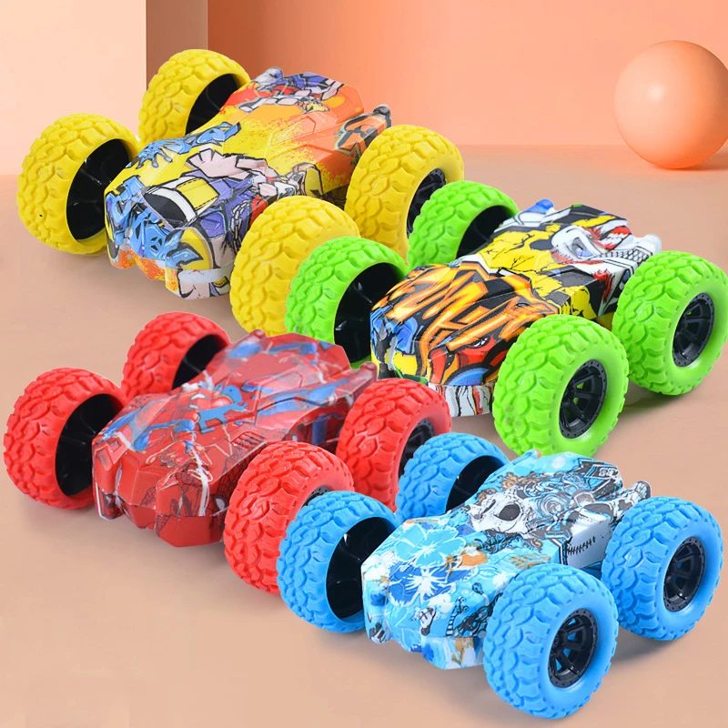 

1Pcs Fun Kids Model Toys Double-sided Inertial Car 360-degree Rotating Cross-country Stunt Toy Car Children Christmas Best Gift