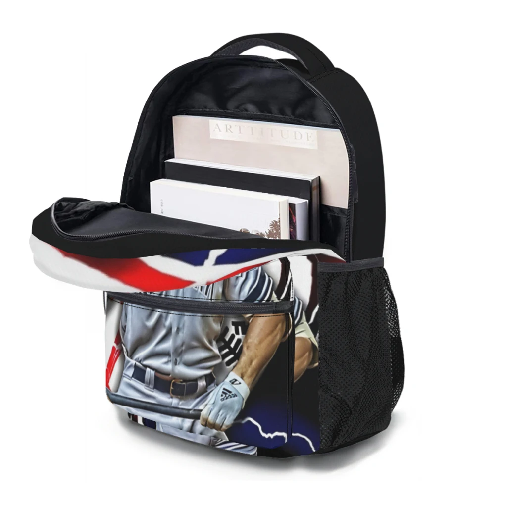 Mochila escolar informal ligera con estampado de Aaron Judge para niños, mochila juvenil, 17 pulgadas