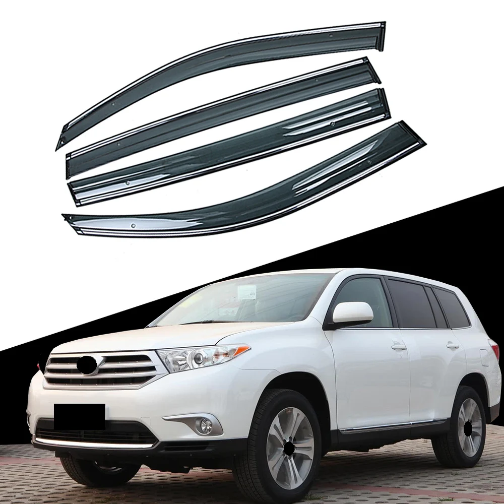 For TOYOTA Highlander/Kluger 2ND U4 2007-2013 Car Window Sun Rain Shade Visors Shield Shelter Protector Cover Trim Frame Sticker