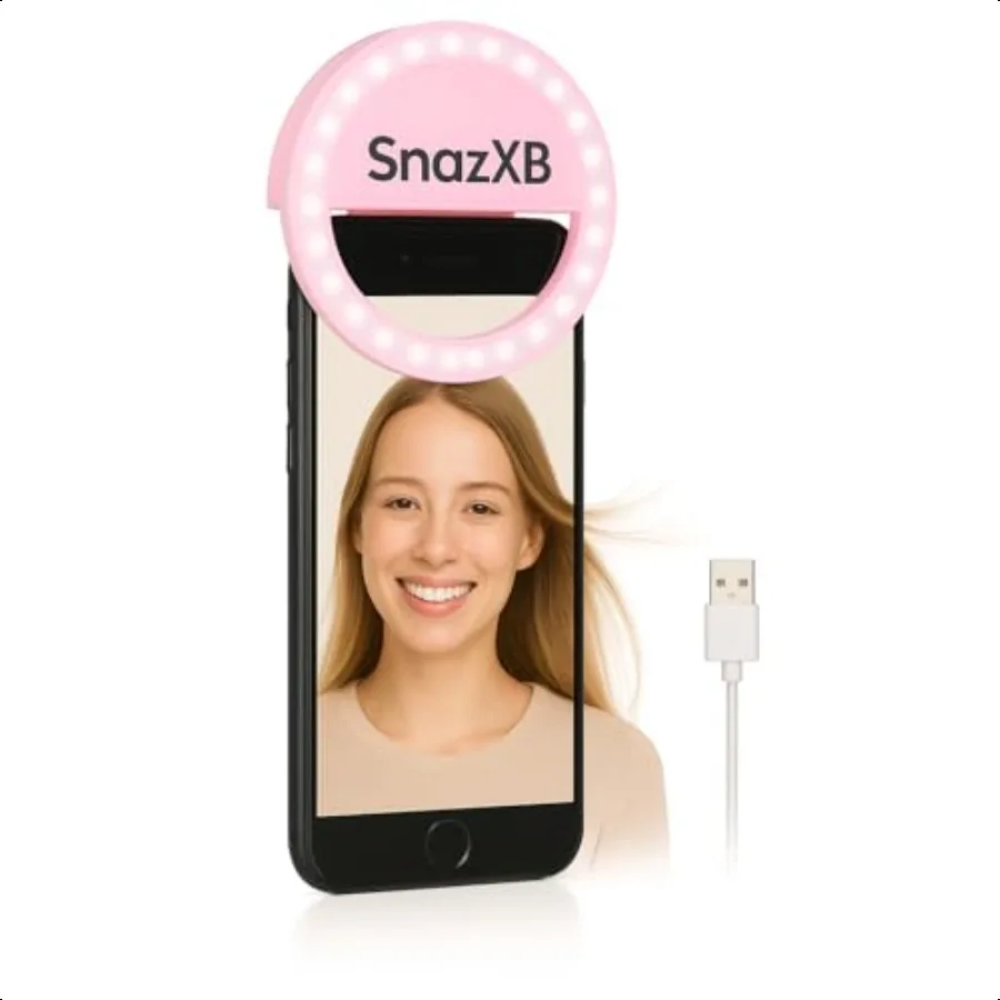 

Rechargeable Selfie Ring Light SnazXB Portable ClipOn Fill Light with 36 LEDs for iPhone Android Photography Tiktok Social Medi