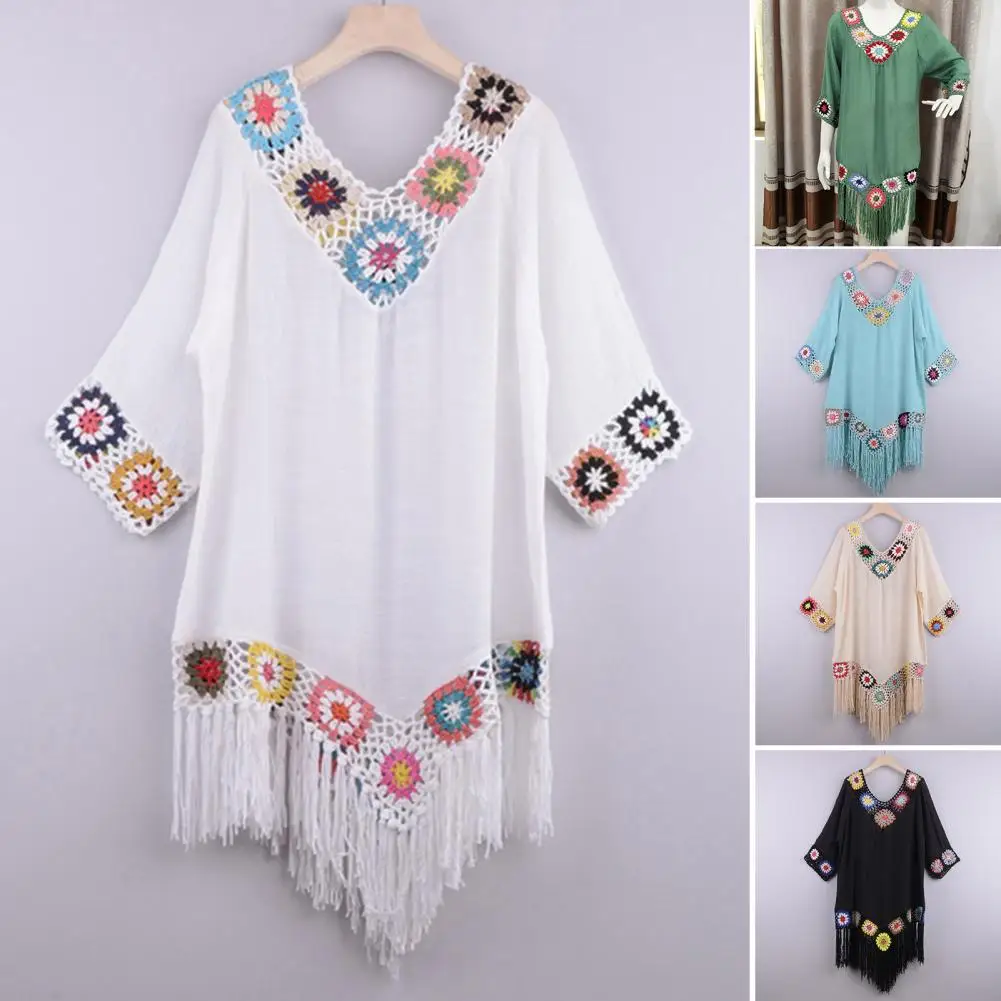 Attractive Swimsuit Cover Up Ladies All Match Sundress Sexy Sun Protection Bikini Cover Up  Bikini Cover Up Breathable