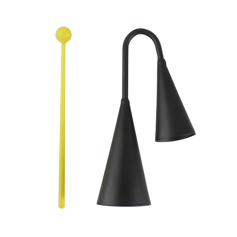 ​Handheld Two Tone Metal A-go-go Bell​ ​Latin Percussion Instrument​ ​Iron ​Cowbell​ ​Binaural Samba Cowbell​ ​With Stick​