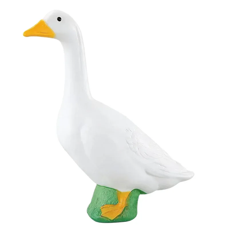 Resin White Goose Figurine Lifelike Animal Statue Outdoor Garden Yard Decor Creative Home Entryway Porch Art Craft Ornament